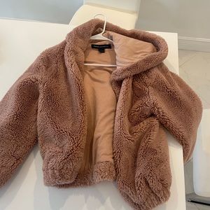 French connection pink fur jacket!